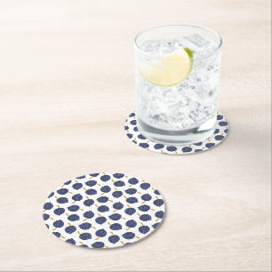 Dessous-de-verre Rond En Papier Motif de fruits de la bombe Abstraite bleue marine