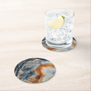 Dessous-de-verre Rond En Papier Motif de pierre précieuse Agate