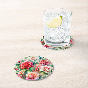 Dessous-de-verre Rond En Papier Motif de Rose lunatique