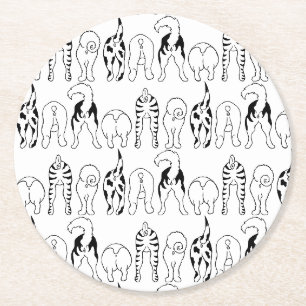 Dessous-de-verre Rond En Papier Motif des boutons de chien