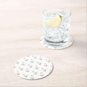 Dessous-de-verre Rond En Papier Motif d'oie blanche mignonne