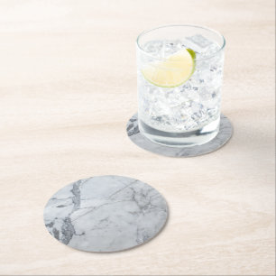 Dessous-de-verre Rond En Papier Motif en marbre gris