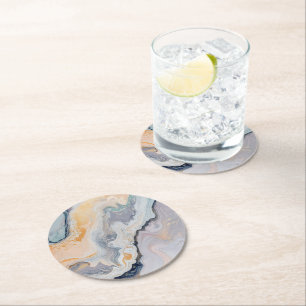 Dessous-de-verre Rond En Papier Motif en marbre Pastel Nature