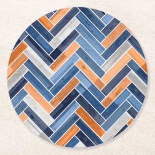 Dessous-de-verre Rond En Papier Motif en squelette dans Navy Blue and Orange