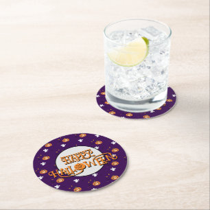 Dessous-de-verre Rond En Papier Motif et message Halloween