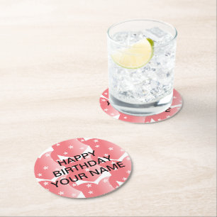Dessous-de-verre Rond En Papier Motif Étoile Rose Mignon