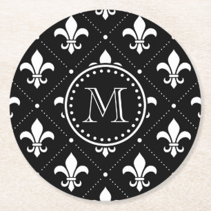 Dessous-de-verre Rond En Papier Motif Fleur De Lis