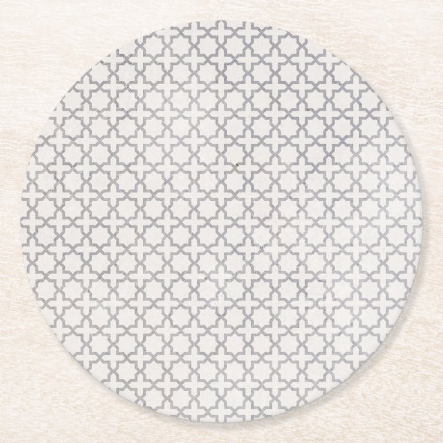 Dessous-de-verre Rond En Papier Motif géométrique beige islamique (Devant)