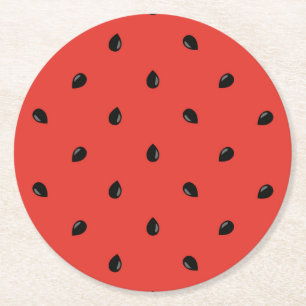 Dessous-de-verre Rond En Papier Motif minimaliste de graine de pastèque