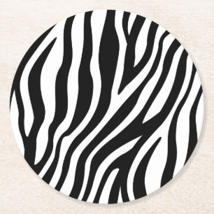 Dessous-de-verre Rond En Papier Motif noir et blanc de rayures d'impression de