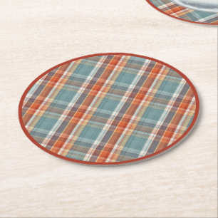 Dessous-de-verre Rond En Papier Motif Turquoise moderne bleu foncé orange blanc p