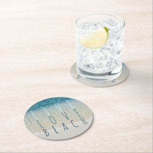 Dessous-de-verre Rond En Papier Motivationnelle Turquoise Bleu Océan Surf Vagues P