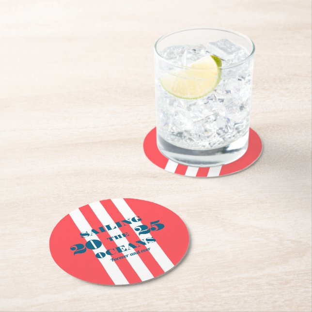 Dessous-de-verre Rond En Papier Nautical Party Paper Coaster (En situation)