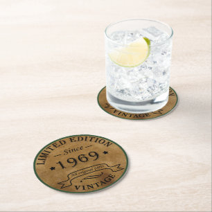 Dessous-de-verre Rond En Papier Né en 1969 anniversaire vintage