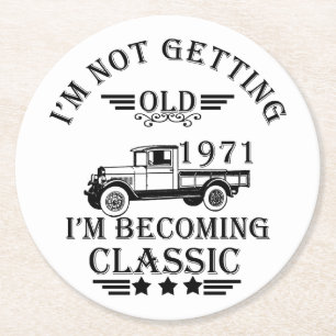 Dessous-de-verre Rond En Papier né en 1971 vintage anniversaire homme cadeau