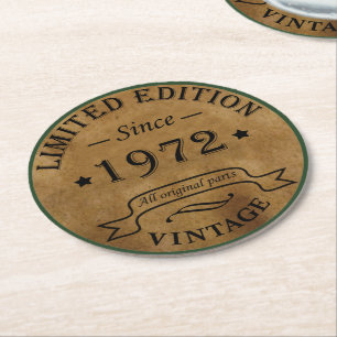 Dessous-de-verre Rond En Papier né en 1972 anniversaire vintage
