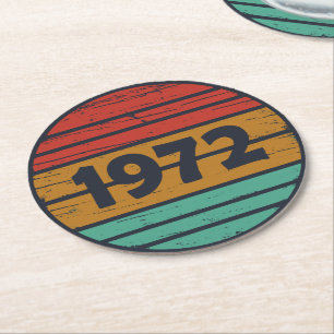 Dessous-de-verre Rond En Papier Né en 1972 cadeau d'anniversaire vintage