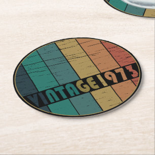 Dessous-de-verre Rond En Papier né en 1973 cadeau d'anniversaire vintage