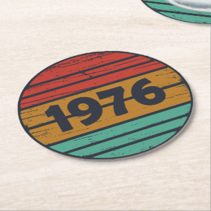 Dessous-de-verre Rond En Papier Né en 1976 cadeau d'anniversaire vintage