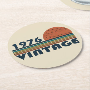Dessous-de-verre Rond En Papier Né en 1976 cadeau d'anniversaire vintage