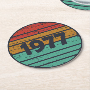 Dessous-de-verre Rond En Papier Né en 1977 cadeau d'anniversaire vintage