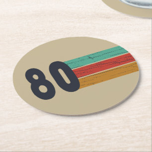 Dessous-de-verre Rond En Papier Né en 1980 cadeau d'anniversaire vintage