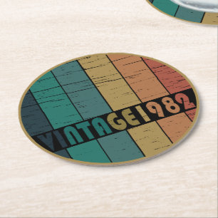 Dessous-de-verre Rond En Papier Né en 1982 anniversaire vintage