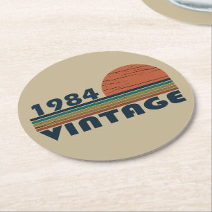 Dessous-de-verre Rond En Papier né en 1984 cadeau d'anniversaire vintage