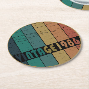 Dessous-de-verre Rond En Papier né en 1986 anniversaire vintage
