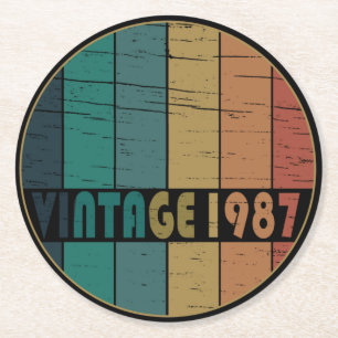 Dessous-de-verre Rond En Papier né en 1987 cadeau d'anniversaire vintage