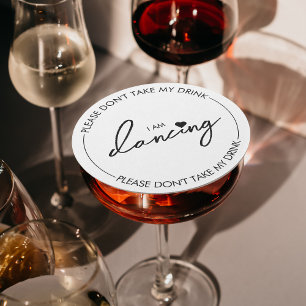 Dessous-de-verre Rond En Papier Ne prenez pas mon verre Je danse Minimaliste Moder