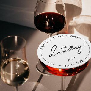 Dessous-de-verre Rond En Papier Ne prenez pas mon verre Je danse Moderne Élégant