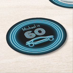 Dessous-de-verre Rond En Papier Neon Wheels - Voiture Racing - Masculine Theme Eve