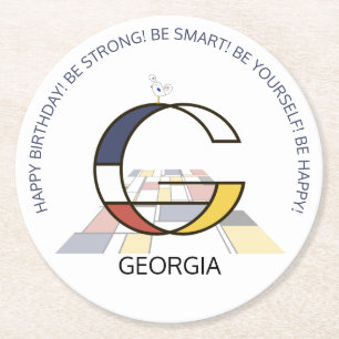 Dessous-de-verre Rond En Papier Neoplasticisme Art Cool Monogramme. Lettre G