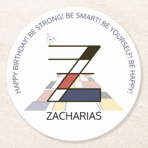 Dessous-de-verre Rond En Papier Néoplasticisme Art Monogramme Cool. Lettre Z