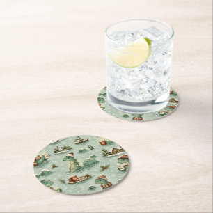Dessous-de-verre Rond En Papier Nessie de Noël Monstre du Loch Ness Confortable Cr