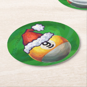 Dessous-de-verre Rond En Papier Neuf boule à Santa Hat sur Vert