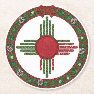 Dessous-de-verre Rond En Papier New Mexico Zia Sun Christmas
