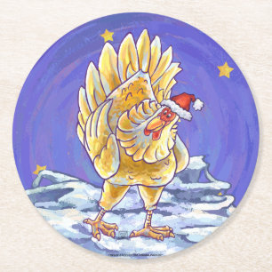 Dessous-de-verre Rond En Papier Noël au poulet