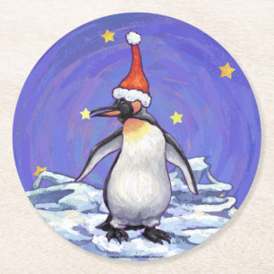 Dessous-de-verre Rond En Papier Noël des pingouins