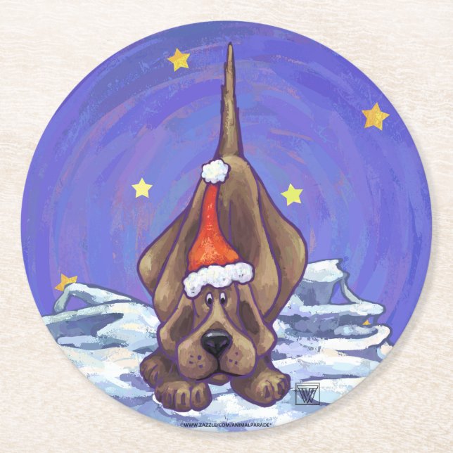Dessous-de-verre Rond En Papier Noël du chien de la peau (Devant)