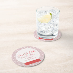 Dessous-de-verre Rond En Papier Noël Snowglobe Snowflakes Sauvez la date ronde