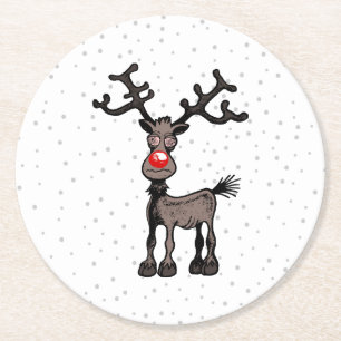 Dessous-de-verre Rond En Papier Noël stressant avec Rudolf