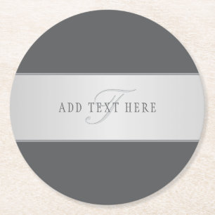 Dessous-de-verre Rond En Papier Nom élégant & Monogramme Lettrage (ou autre texte)
