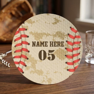 Dessous-de-verre Rond En Papier Nom Numéro Rétro Baseball Vintage Personnalisé