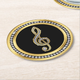 Dessous-de-verre Rond En Papier Note de musique Bling