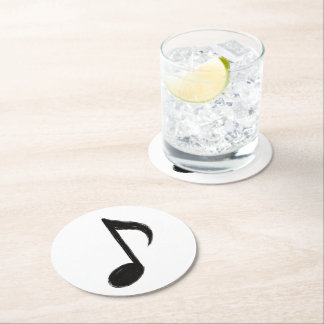 Dessous-de-verre Rond En Papier Note musicale minimaliste - Style pinceau d'encre