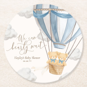 Dessous-de-verre Rond En Papier Nous pouvons à peine attendre Jumeaux Baby Shower