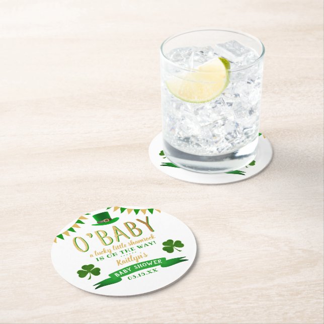Dessous-de-verre Rond En Papier O'Baby St. Patrick's Day Baby shower (En situation)