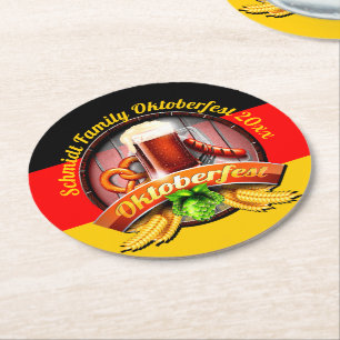 Dessous-de-verre Rond En Papier Octoberfest Festival Personnaliser Nom Année